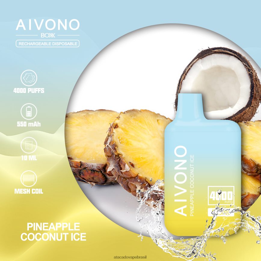 Aivono AIM BOXX 4000 gelo de abacaxi e coco - 4N686L222 Vape Cigarro Eletrônico Barato