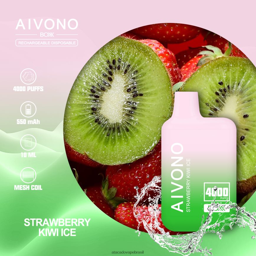 gelo de morango e kiwi
