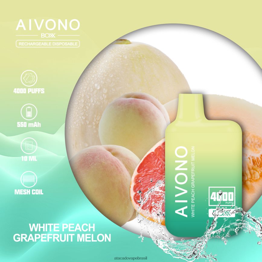 Aivono AIM BOXX 4000 melão toranja pêssego branco - 4N686L224 Cigarro Eletronico Vape