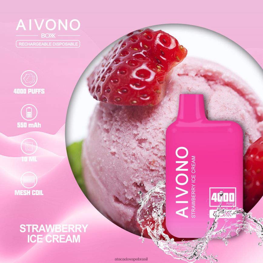 Aivono AIM BOXX 4000 sorvete de morango - 4N686L221 Vape Brasília Taguatinga