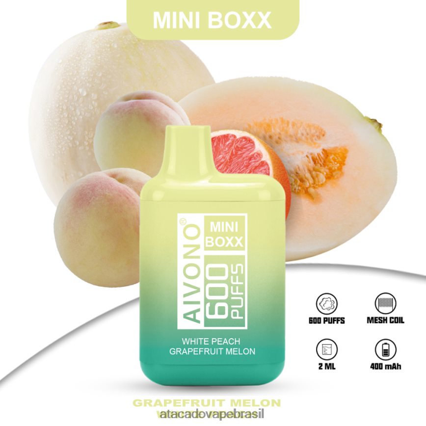 Aivono AIM MINI BOXX 600 melão toranja pêssego branco - 4N686L241 Atacado Vaporizador