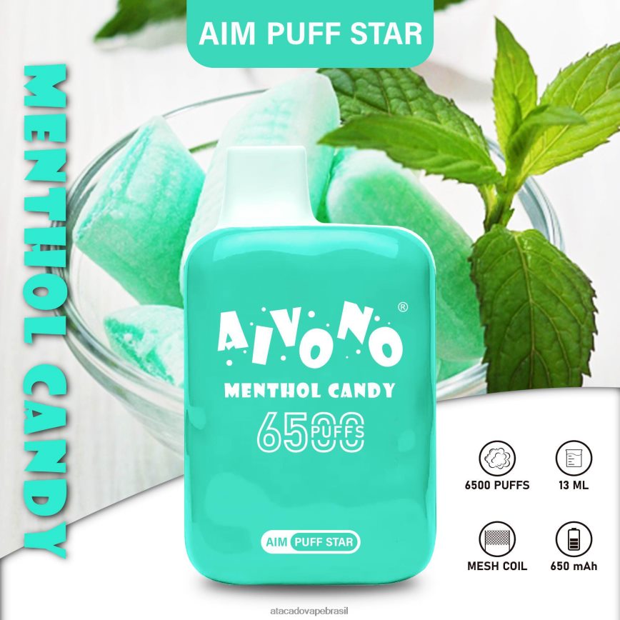 Aivono AIM PUFF STAR 6500 doce de mentol - 4N686L295 Atacado Vape Brasil