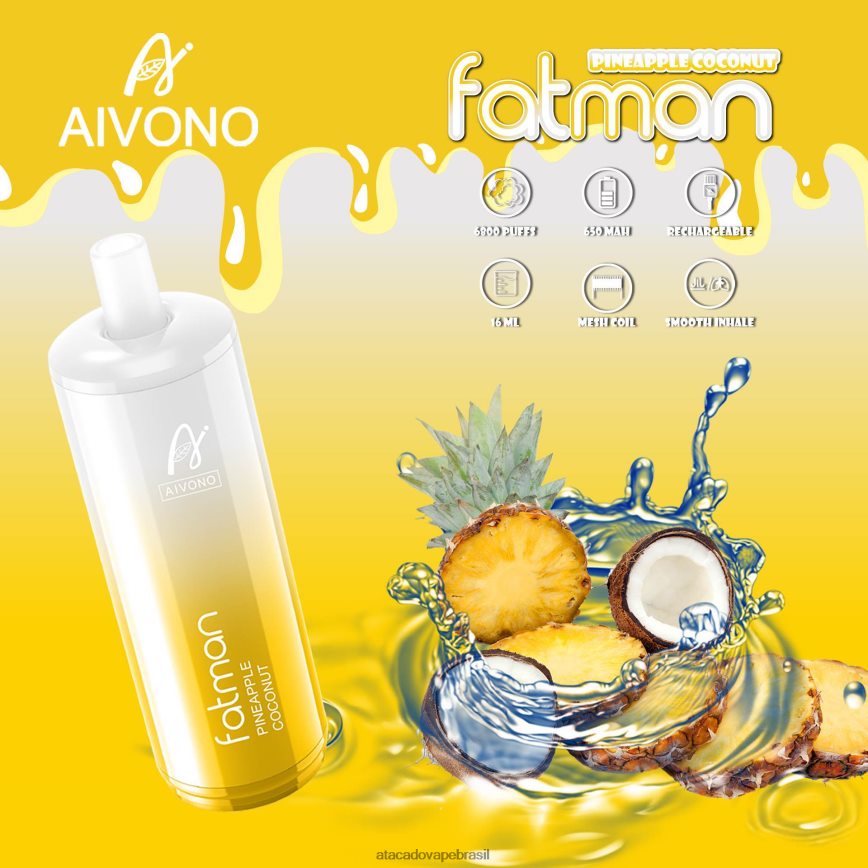 Aivono FATMAN 6800 coco abacaxi - 4N686L29 Atacado Vape Brasil