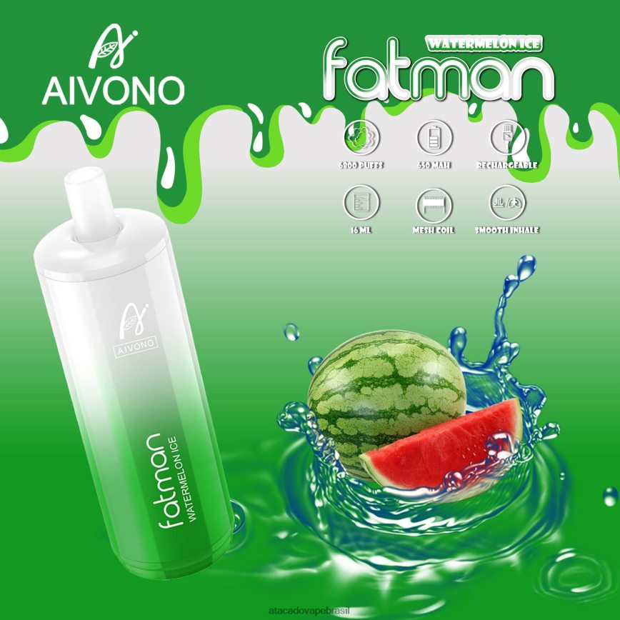 Aivono FATMAN 6800 gelo de melancia - 4N686L28 Cigarro Eletronico Vape