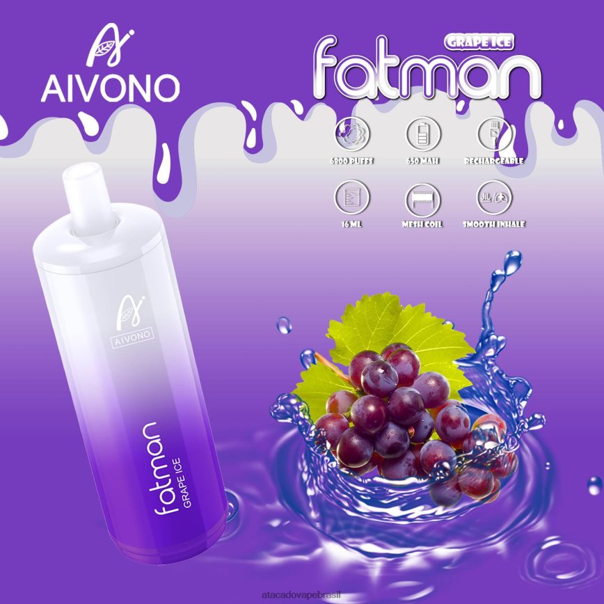 Aivono FATMAN 6800 gelo de uva - 4N686L24 Atacado Vaporizador
