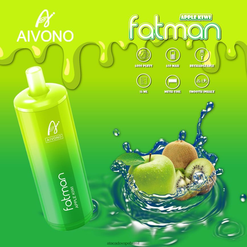 Aivono FATMAN 6800 maçã kiwi - 4N686L31 Atacado Vaporizador
