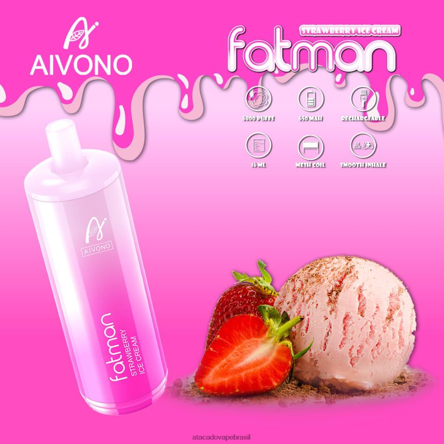 Aivono FATMAN 6800 sorvete de morango - 4N686L21 Cigarro Eletronico Vape