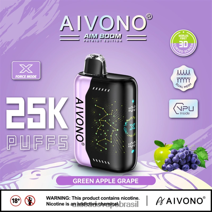 Aivono AIM BOOM 25.000 uva maçã verde - 4N686L346 Atacado Vaporizador