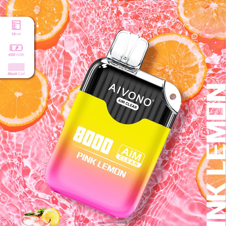 Aivono AIM CLEAR 8.000 limão rosa - 4N686L211 Atacado Vape Brasil