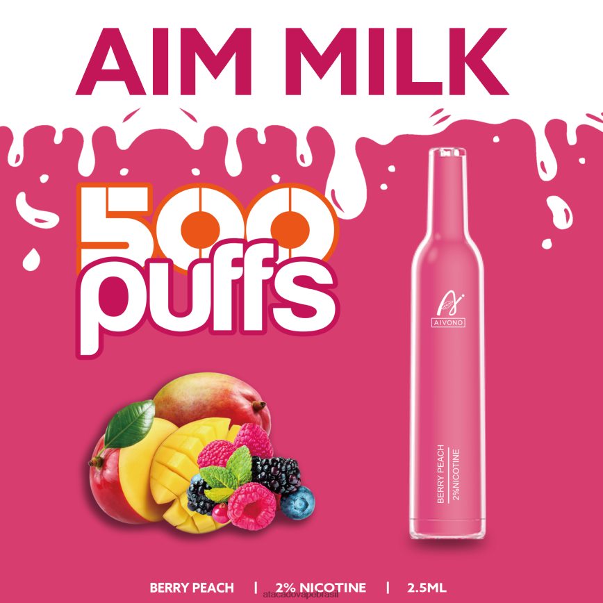 Aivono AIM MILK 500 baga de pêssego - 4N686L273 Cigarro Eletronico Vape