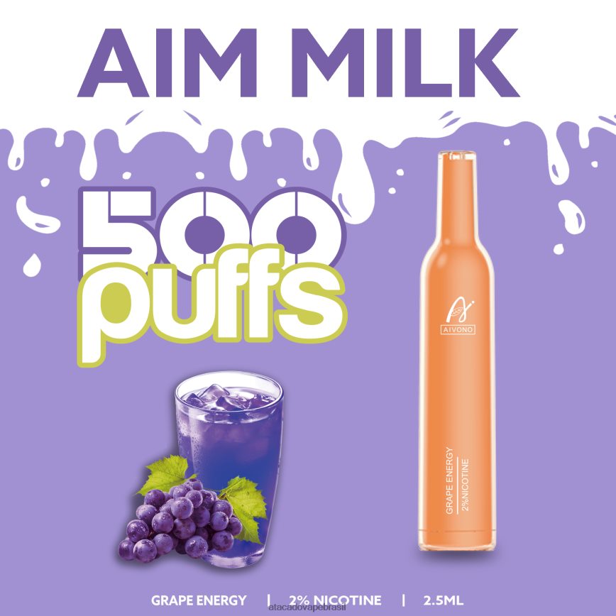 Aivono AIM MILK 500 energia da uva - 4N686L265 Vape Cigarro Eletronico Comprar
