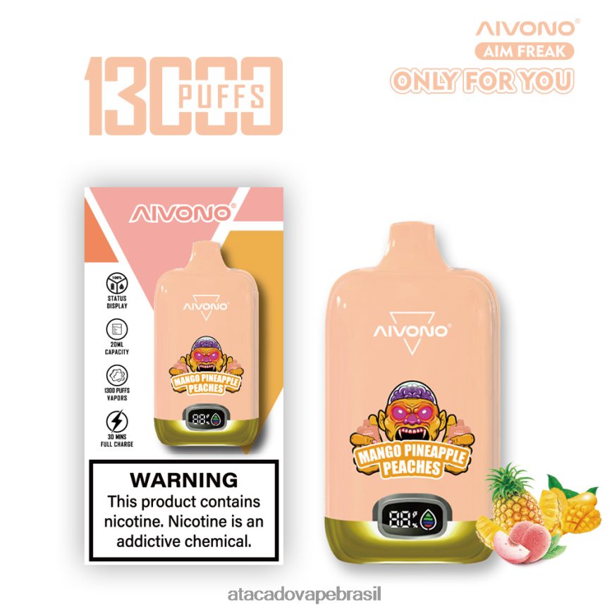 Aivono AIM FREAK 13.000 manga abacaxi pêssegos - 4N686L250 Vape Cigarro Eletrônico Barato