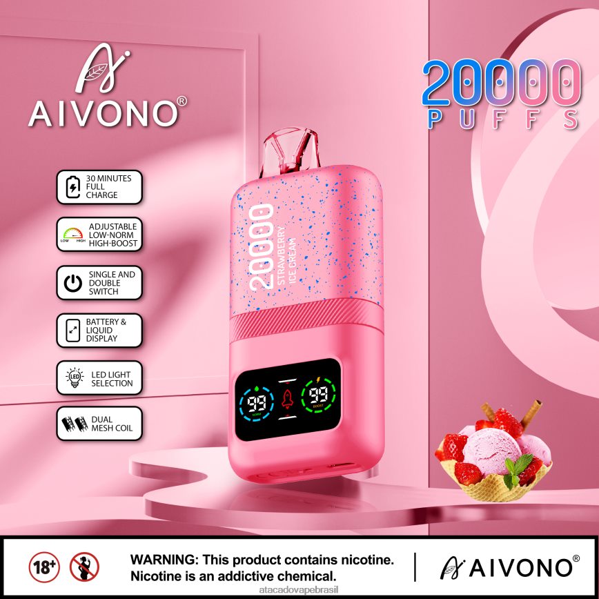 Aivono AIM magic 20.000 sorvete de morango - 4N686L80 Atacado Vaporizador