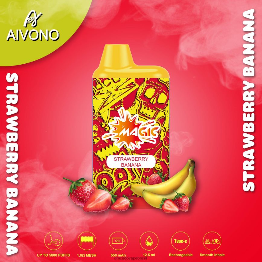 Aivono AIM MAGIC cigarro de caixa de 5800 bocas banana morango - 4N686L93 Grossiste Vape