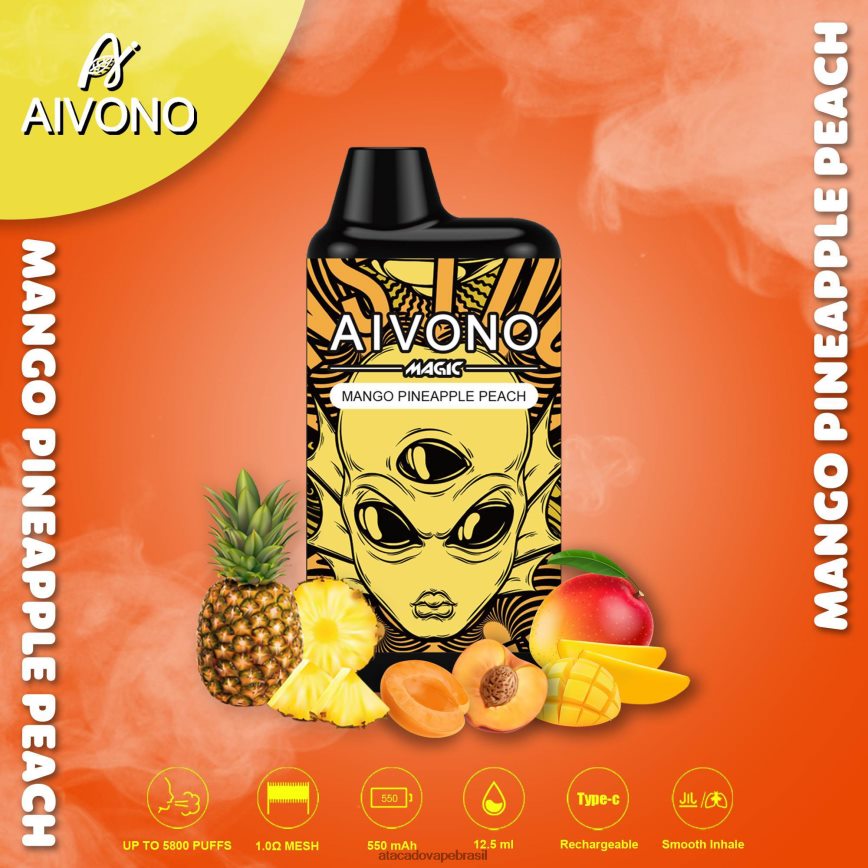 Aivono AIM MAGIC cigarro de caixa de 5800 bocas manga abacaxi pêssego - 4N686L88 Vape Brasília Taguatinga
