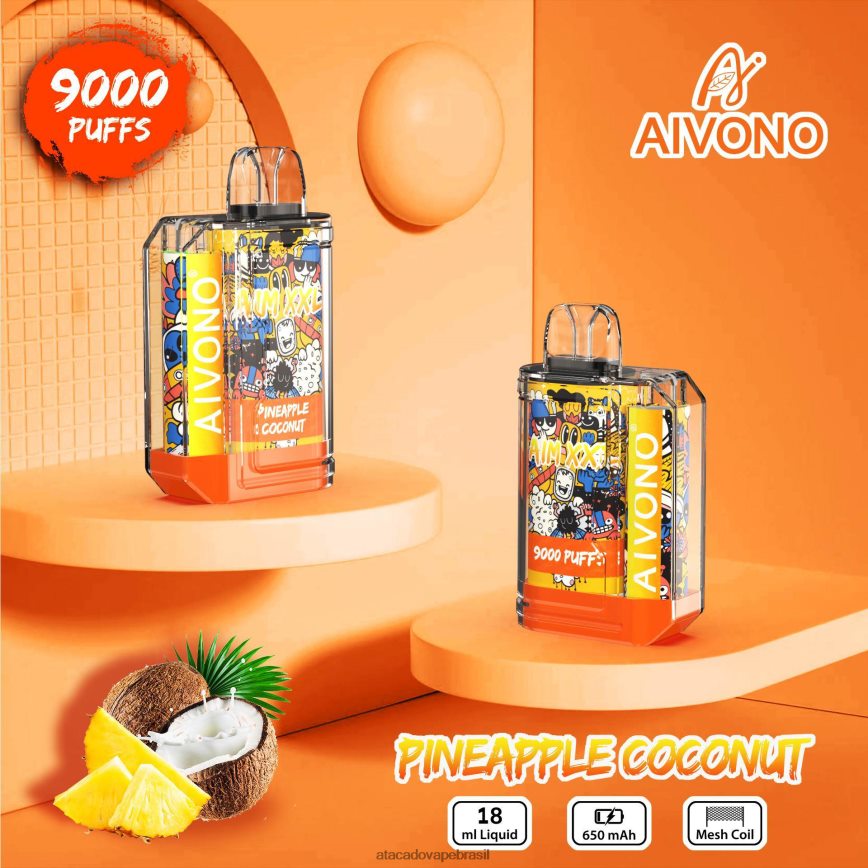Aivono AIM XXL Adesivo de boca 9000 transparente coco abacaxi - 4N686L52 Atacado Vaporizador