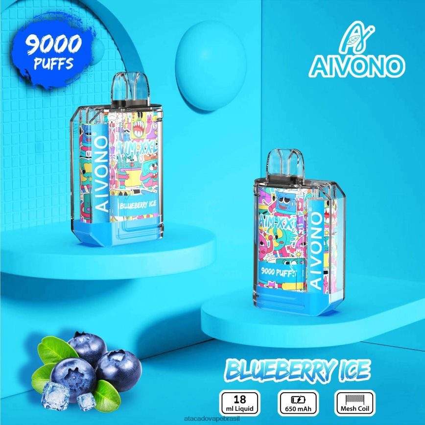 Aivono AIM XXL Adesivo de boca 9000 transparente gelo de mirtilo - 4N686L50 Atacado Vape Brasil