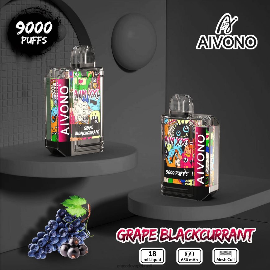 Aivono AIM XXL Adesivo de boca 9000 transparente groselha preta - 4N686L56 Cigarro Eletronico Vape