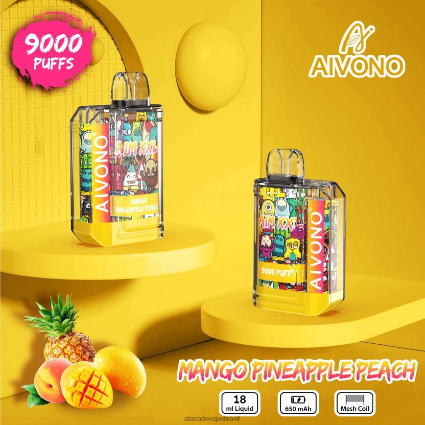Aivono AIM XXL Adesivo de boca 9000 transparente manga abacaxi pêssego - 4N686L49 Cigarro Eletronico Vape