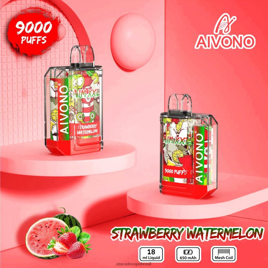 Aivono AIM XXL Adesivo de boca 9000 transparente melancia morango - 4N686L53 Vape Brasília Taguatinga