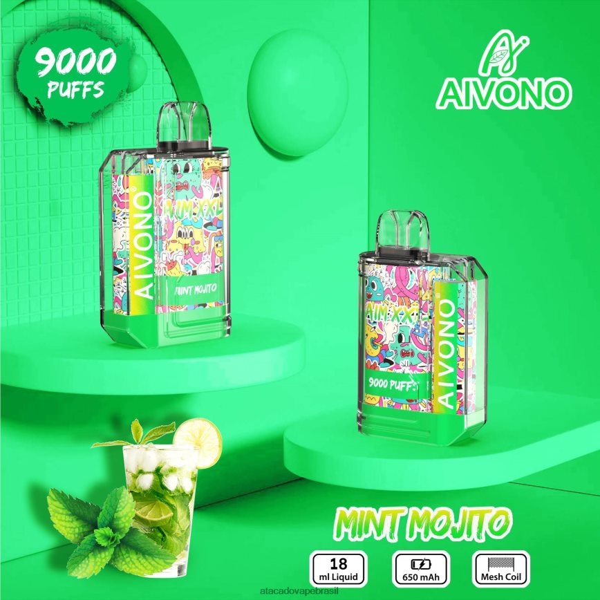 Aivono AIM XXL Adesivo de boca 9000 transparente mojito de menta - 4N686L55 Vape Cigarro Eletronico Comprar