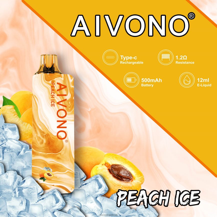 Aivono AIM GUN 7.000 gelo de pêssego - 4N686L103 Vape Cigarro Eletrônico Barato