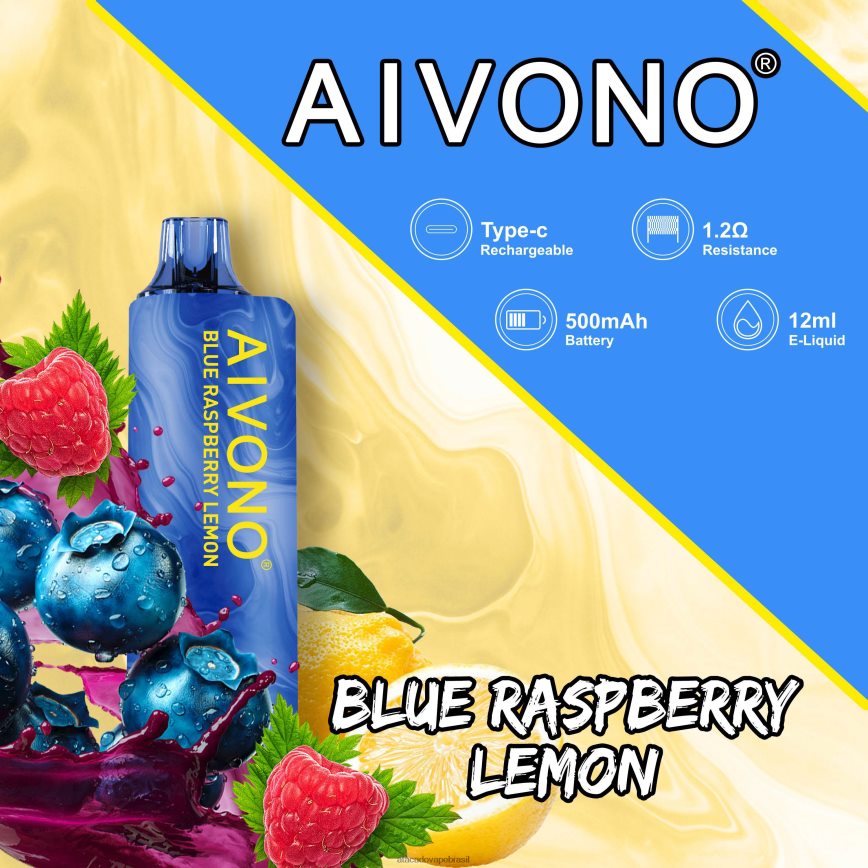 Aivono AIM GUN 7.000 mirtilo framboesa limão - 4N686L109 Vape Brasília Taguatinga