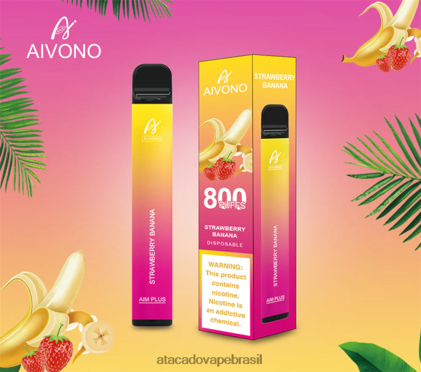 Aivono AIM PLUS 800 banana morango - 4N686L192 Atacado Vaporizador