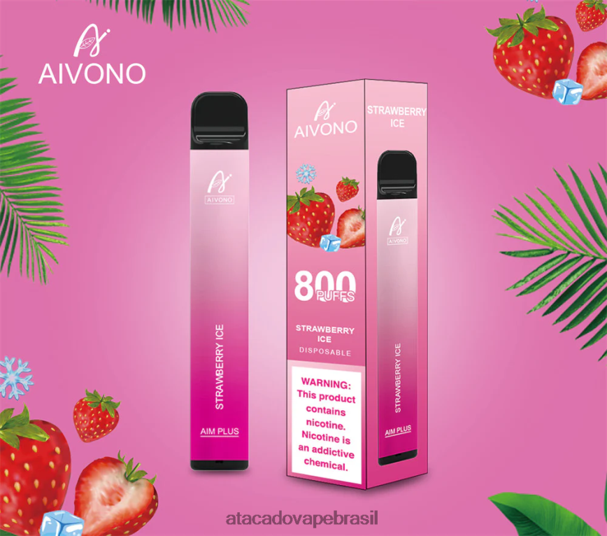 Aivono AIM PLUS 800 gelo de morango - 4N686L193 Vape Brasília Taguatinga
