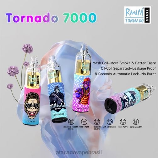 Atacado Vape Brasil TF8H01 | RandM Tornado descartável 7.000 5%