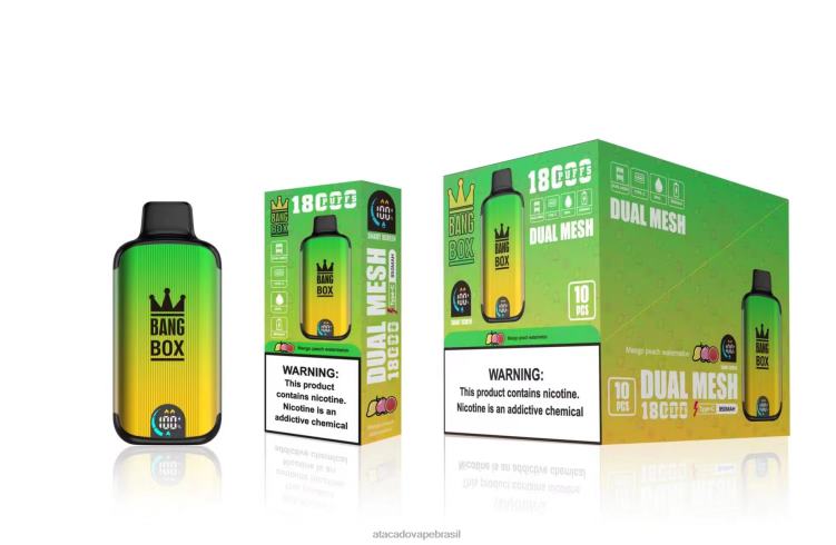 Bang Box 18.000 baforadas F4P4J89 - Atacado Vape Brasil manga, pêssego, melancia