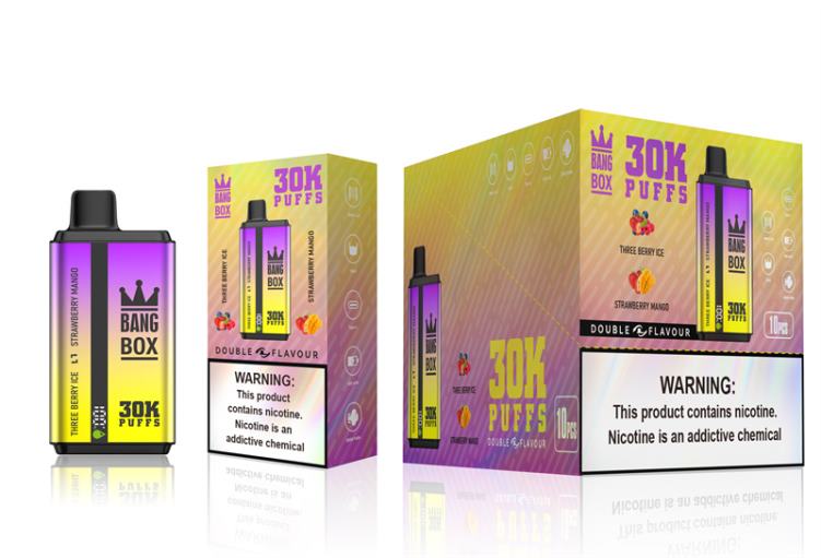 Bang Box 30.000 baforadas sabores duplos F4P4J67 - Vape Atacado Mercado Livre gelo de três frutas vermelhas e manga de morango