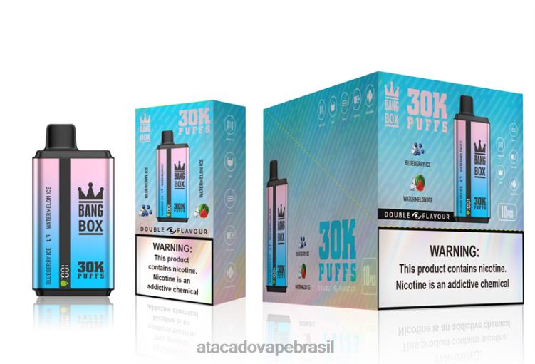 Bang Box 30.000 baforadas sabores duplos F4P4J69 - Atacado Vape Brasil gelo de mirtilo e gelo de melancia