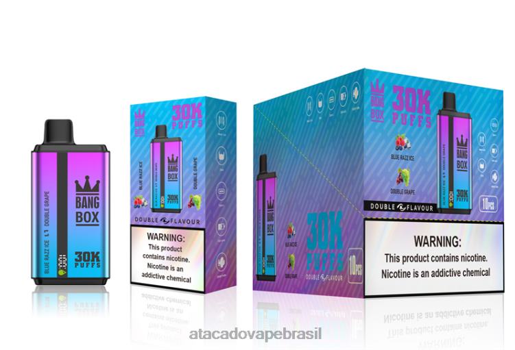 Bang Box 30.000 baforadas sabores duplos F4P4J72 - Vape Atacado Mercado Livre gelo razz azul e uva dupla