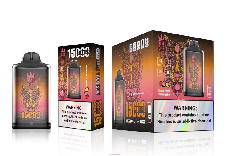 Bang Box s1-15000 baforadas F4P4J107 - Vape Atacado Mercado Livre manga, pêssego, melancia