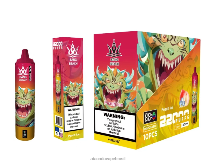 Bang Beach Tela inteligente de 22.000 baforadas F4P4J16 - Atacado Vape Brasil gelo de pêssego