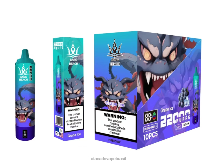 Bang Beach Tela inteligente de 22.000 baforadas F4P4J19 - Vape Atacado Mercado Livre gelo de uva