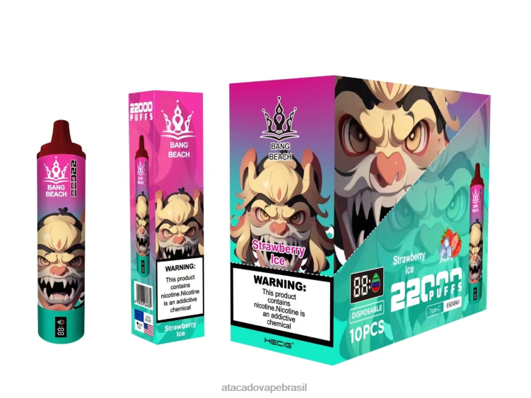 Bang Beach Tela inteligente de 22.000 baforadas F4P4J20 - Vape Brasília Taguatinga gelo de morango