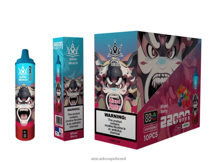Bang Beach Tela inteligente de 22.000 baforadas F4P4J21 - Atacado Vape Brasil baga mista