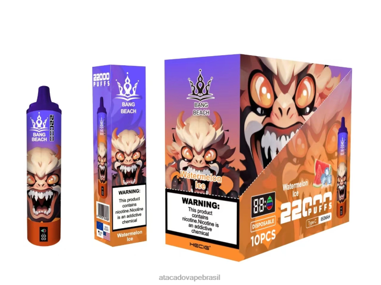 Bang Beach Tela inteligente de 22.000 baforadas F4P4J22 - Grossiste Vape gelo de melancia