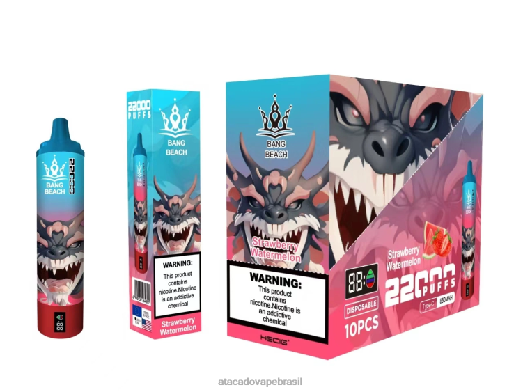 Bang Beach Tela inteligente de 22.000 baforadas F4P4J23 - Atacado Vaporizador melancia morango