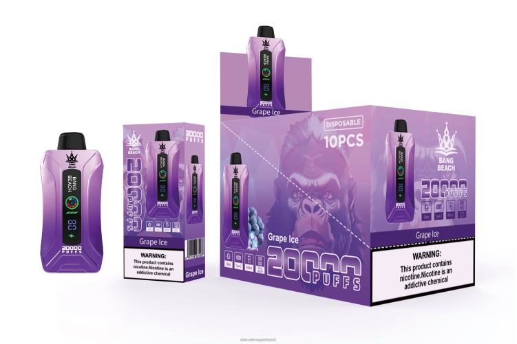 Bang Beach Vape de tela inteligente de 20.000 sopros F4P4J10 - Vape Brasília Taguatinga gelo de uva