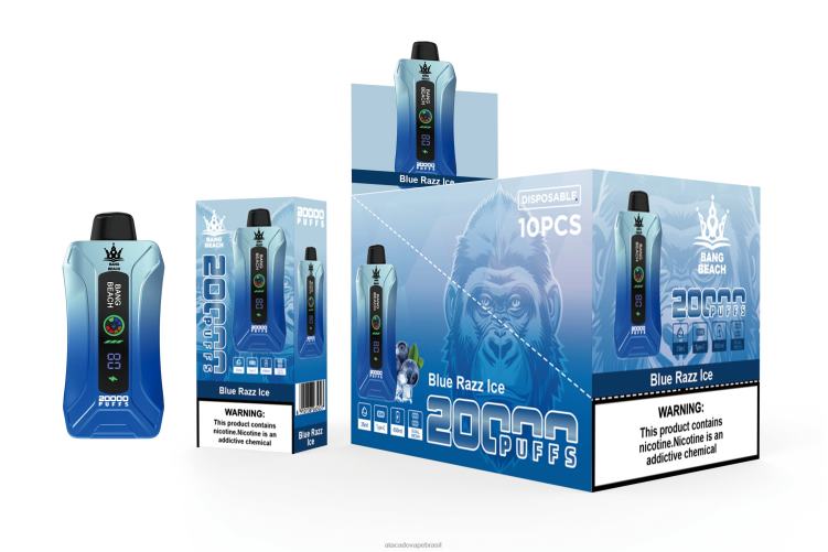 Bang Beach Vape de tela inteligente de 20.000 sopros F4P4J11 - Atacado Vape Brasil gelo azul