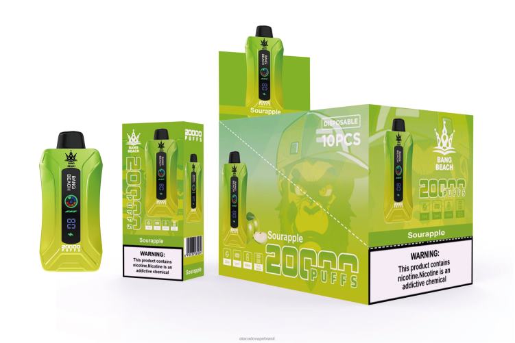Bang Beach Vape de tela inteligente de 20.000 sopros F4P4J1 - Atacado Vape Brasil maçã azeda