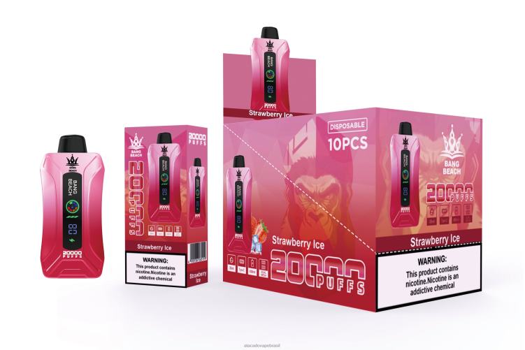 Bang Beach Vape de tela inteligente de 20.000 sopros F4P4J6 - Atacado Vape Brasil gelo de morango
