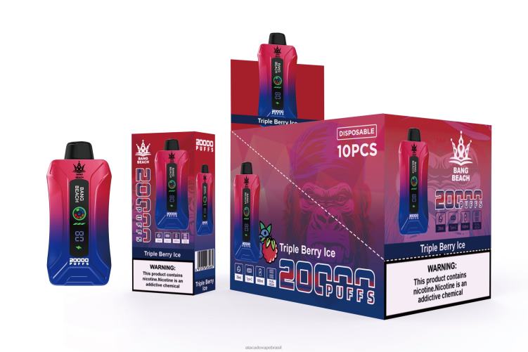 Bang Beach Vape de tela inteligente de 20.000 sopros F4P4J8 - Atacado Vaporizador gelo de baga tripla