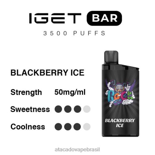 Atacado Vape Brasil TF8H091 | IGET BAR gelo de amora 3500 5% de nicotina