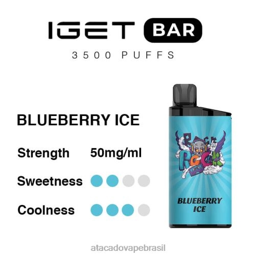 Cigarro Eletronico Vape TF8H098 | IGET BAR gelo de mirtilo 3500 5% de nicotina