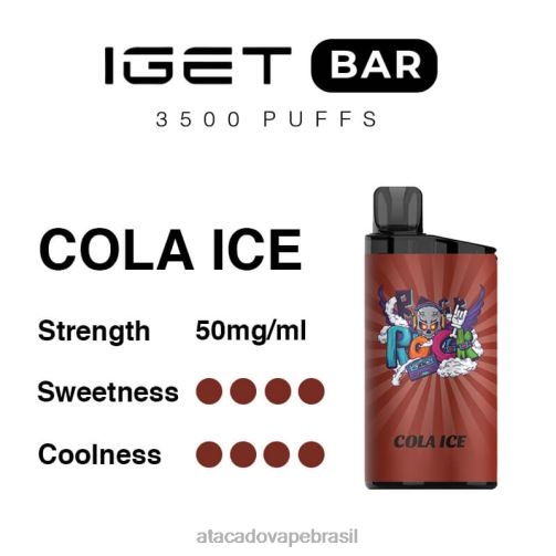 Vape Cigarro Eletrônico Barato TF8H096 | IGET BAR gelo de cola 3500 5% de nicotina