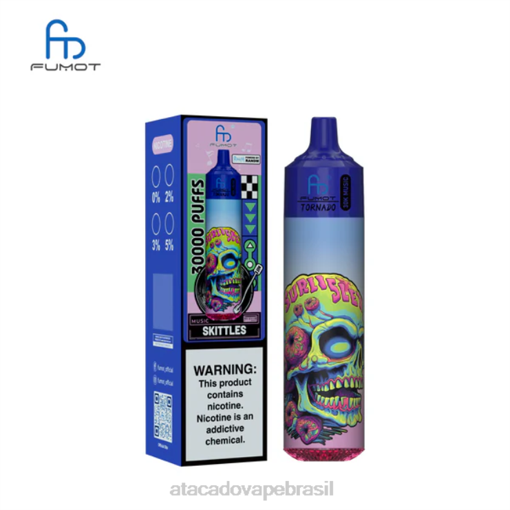 Cigarro Eletronico Vape 2JN8R24 skittles Fumot Tornado 30k música